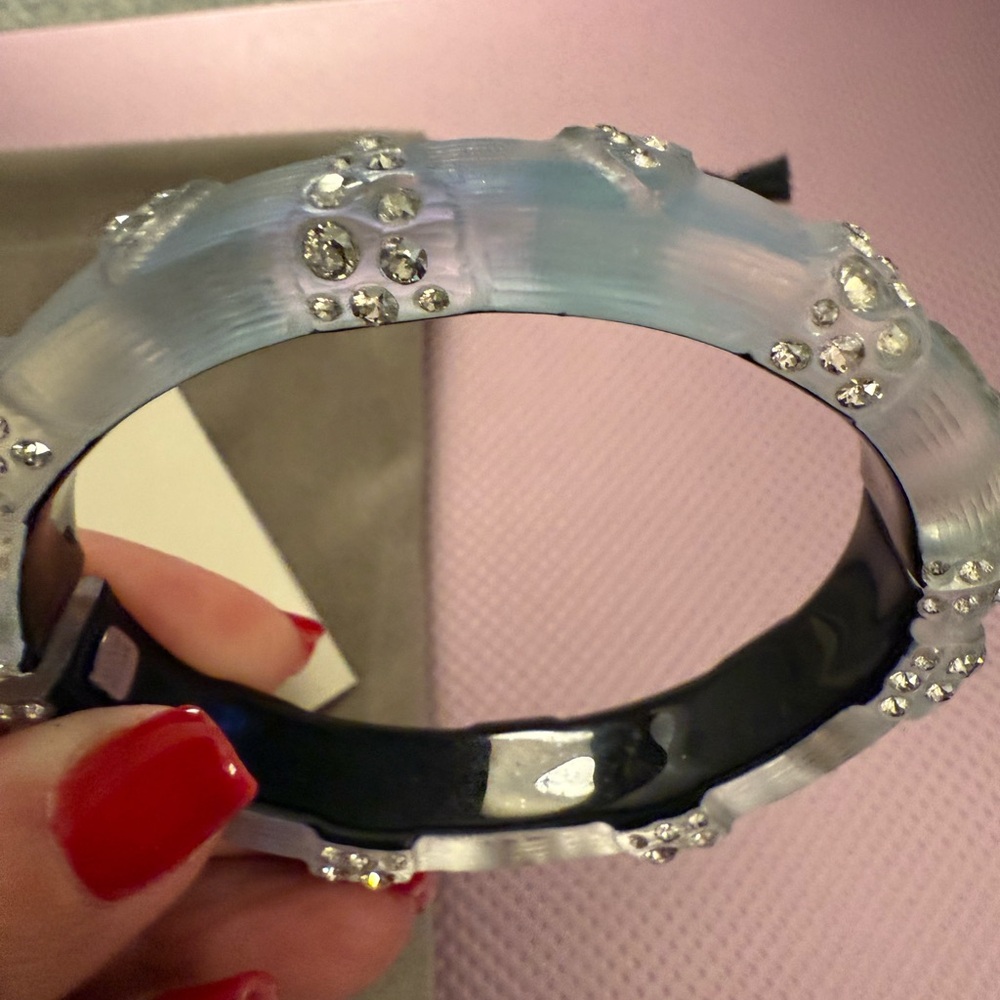 Alexis Bittar Punk Deco Lucite and Crystal Hinged Bangle